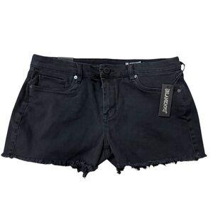 BLANKNYC The Astor Black Denim Cut Off Shorts Size 29 Raw Hem Stretch NWT